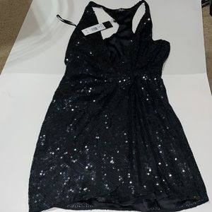 Black sequin Parker wrap mini dress NWT  XS